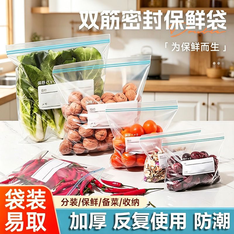 双筋密封加厚食品级分装保鲜袋