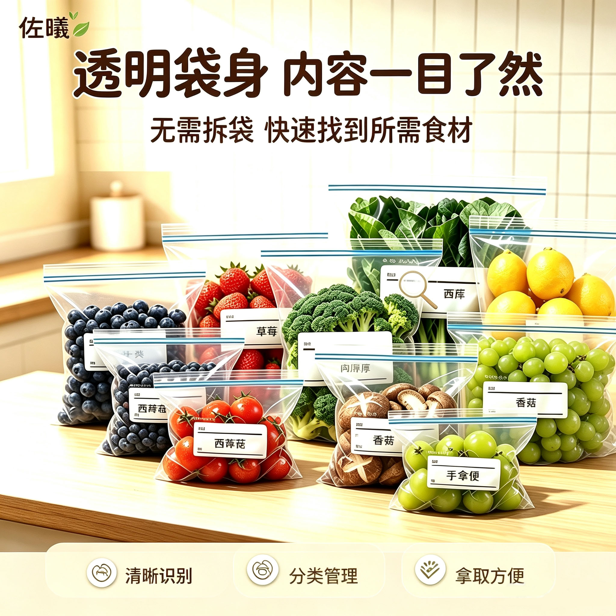 可复用透明密封保鲜袋