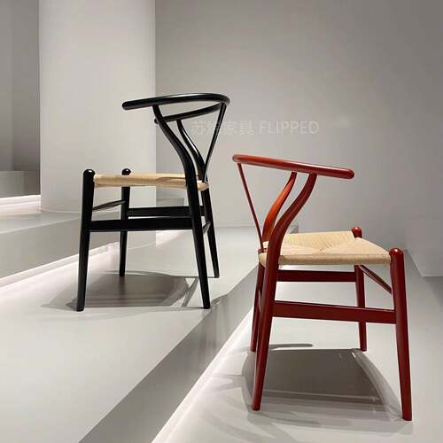 设计原木椅子CarlHansen CH24艺术凳轻奢家用叉骨椅简约意式餐椅