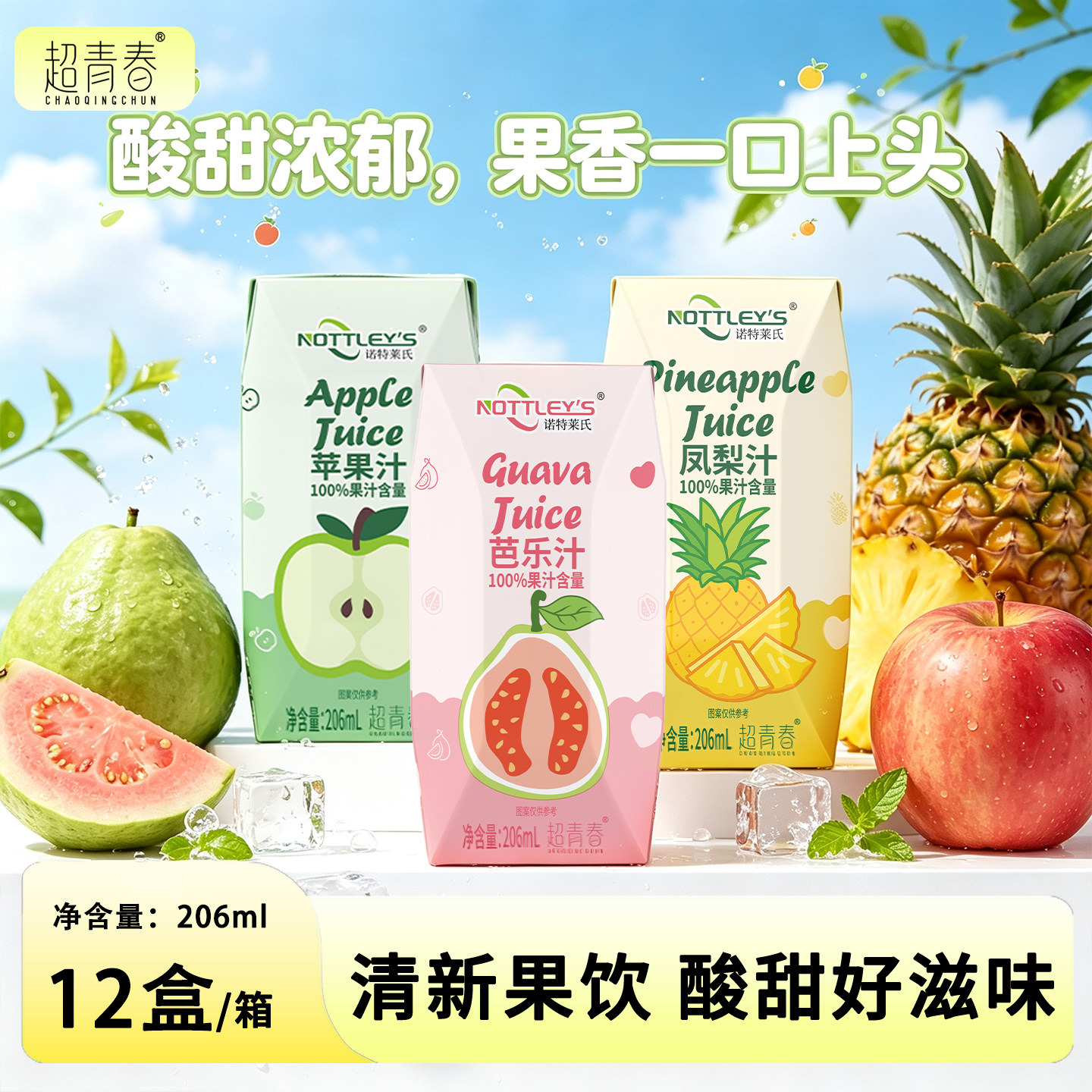 超青春苹果汁206ml*12盒果汁