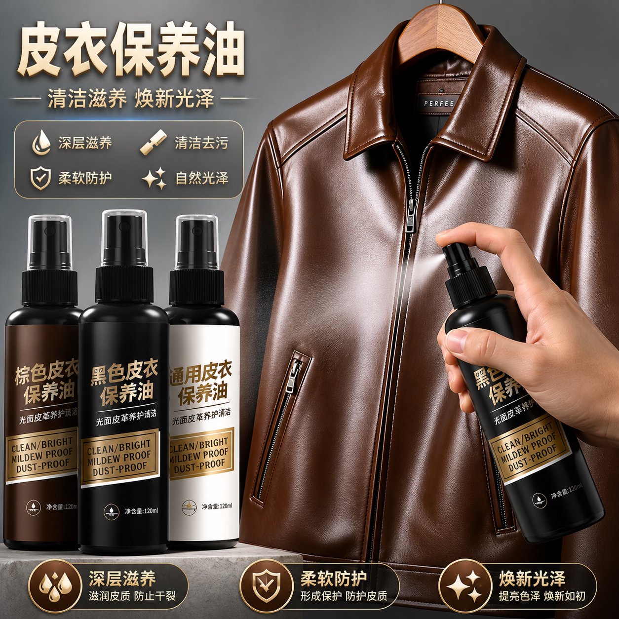 真皮保养油去污上光防干裂