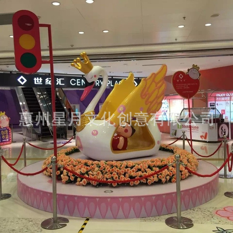 户外广场商业街商场美陈白天鹅雕塑 公园园林动物景观装饰落地摆图片