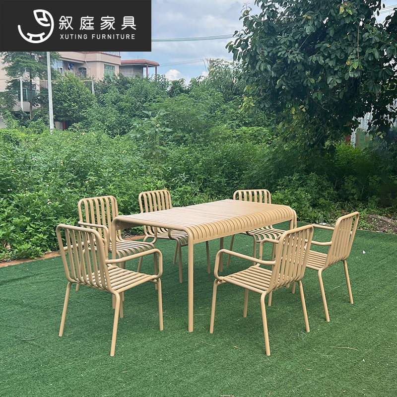 户外铝合金桌椅组合阳台庭院桌椅公园室外休闲餐桌椅套装户外家具图片