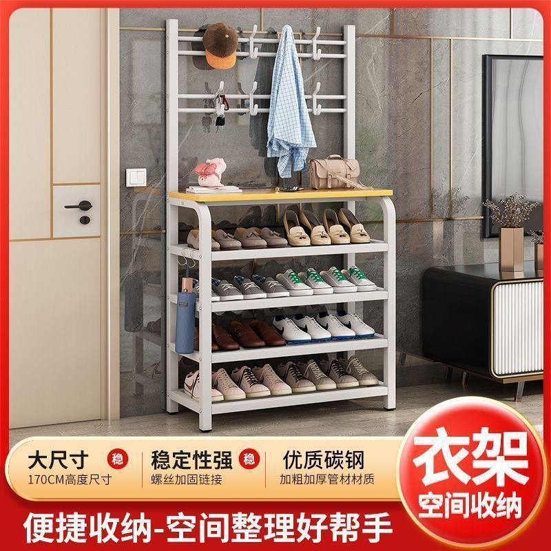 家用门口鞋架子鞋帽架挂衣架多层一体卧室客厅收纳置物简易鞋柜图片