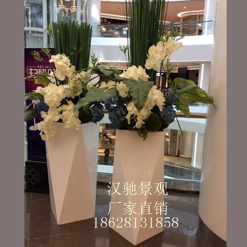 各类玻璃钢花盆异形玻璃钢花器三角形花器商场美陈DP点摆放
