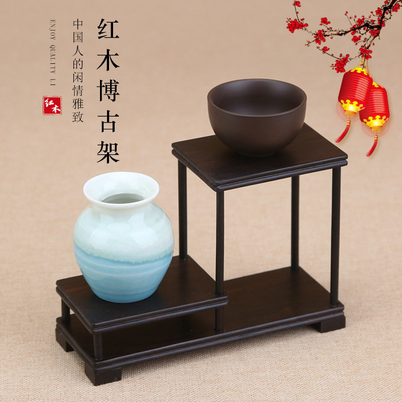 小博古架实木紫光檀多宝阁茶壶茶具客厅展示架茶道茶室红木置物架图片