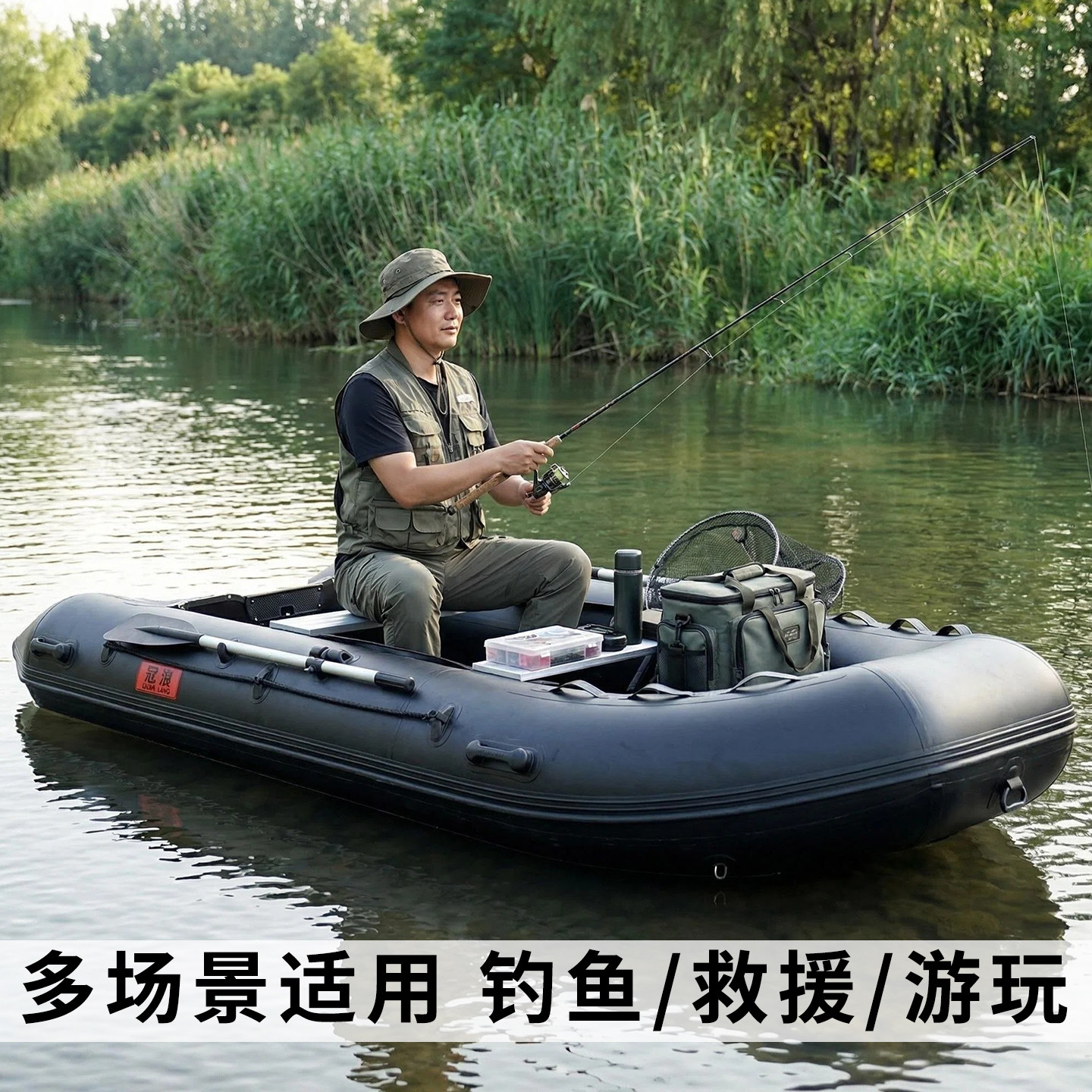 加厚耐磨铝合金V底路亚充气船