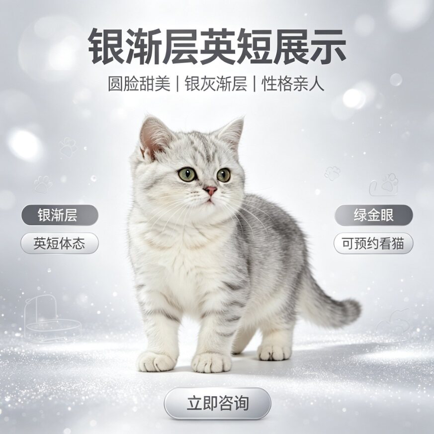 纯种英短银渐层活体宠物猫咪幼猫