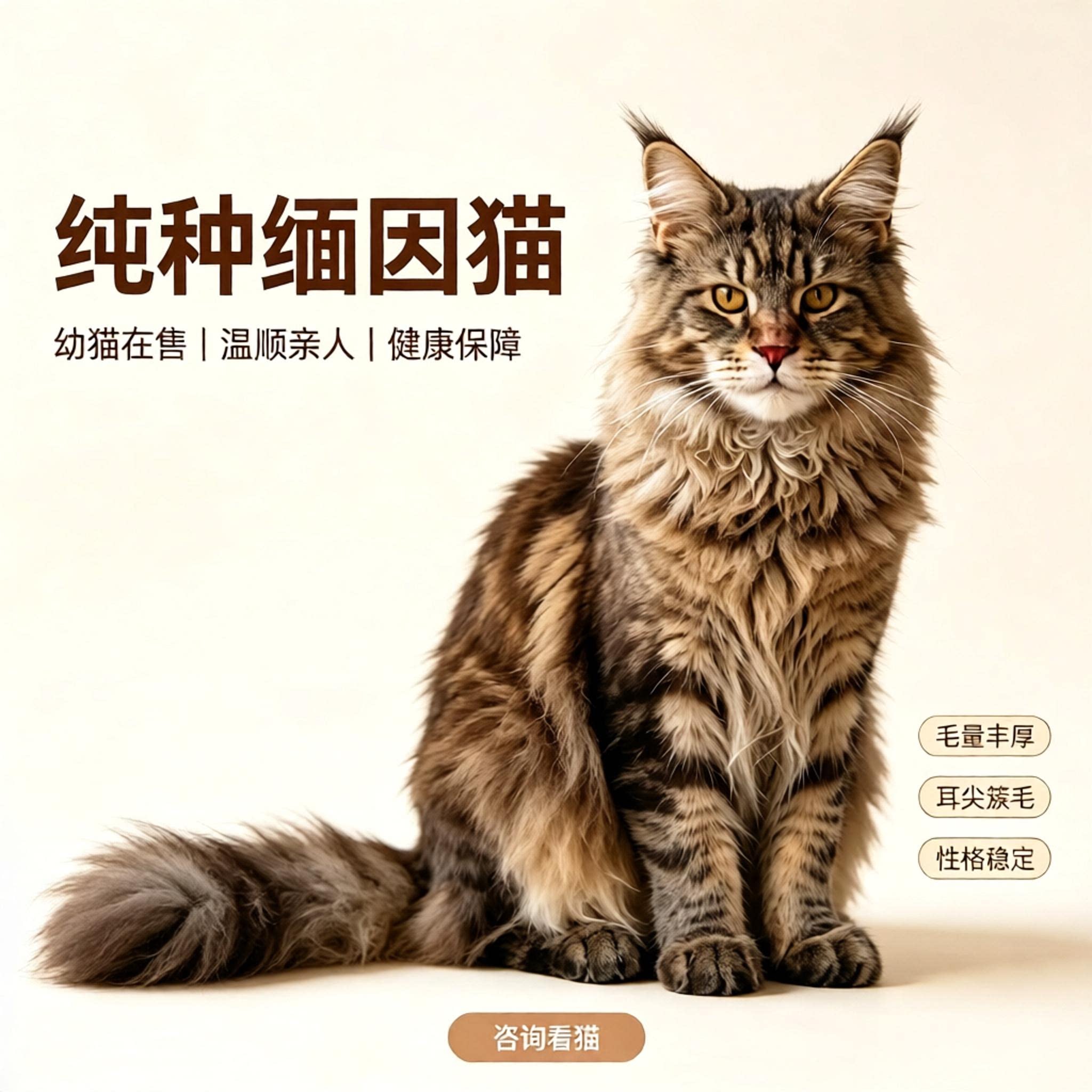 纯种长毛超大型缅因幼猫