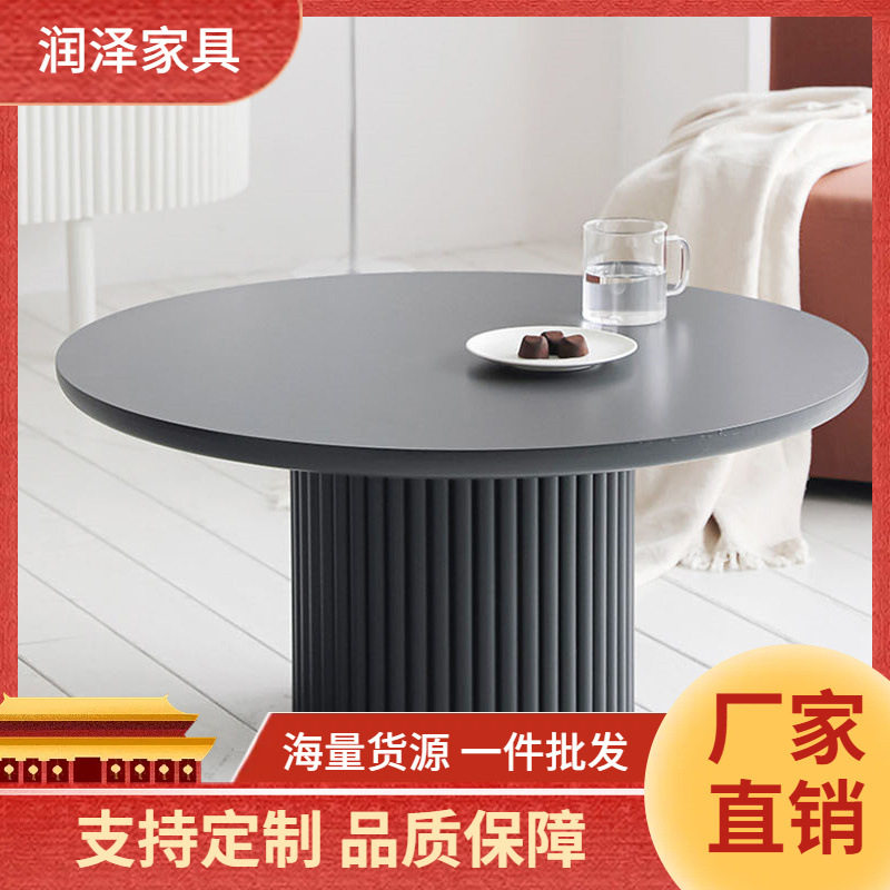 茶几桌客厅家用大理石台面实木简约现代高50cm组合圆形小户型80cm图片