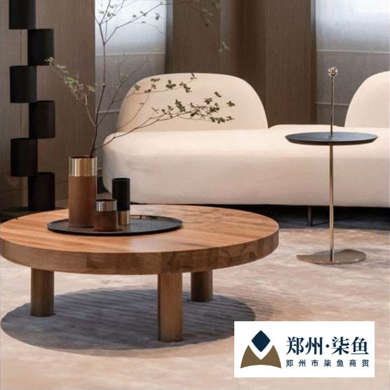 北欧圆形实木茶几小户型现代简约古风民宿木质小茶桌家用客厅茶台图片