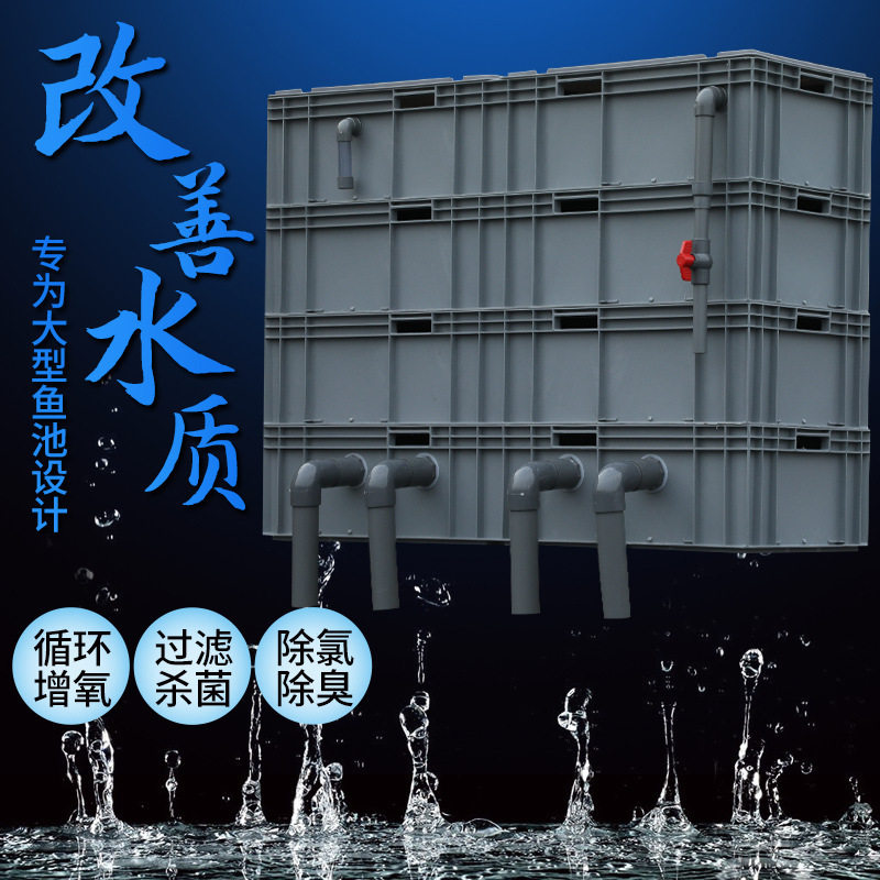 户外锦鲤鱼池过滤器过滤系统大型室外水循环设备自制周转箱过滤箱图片