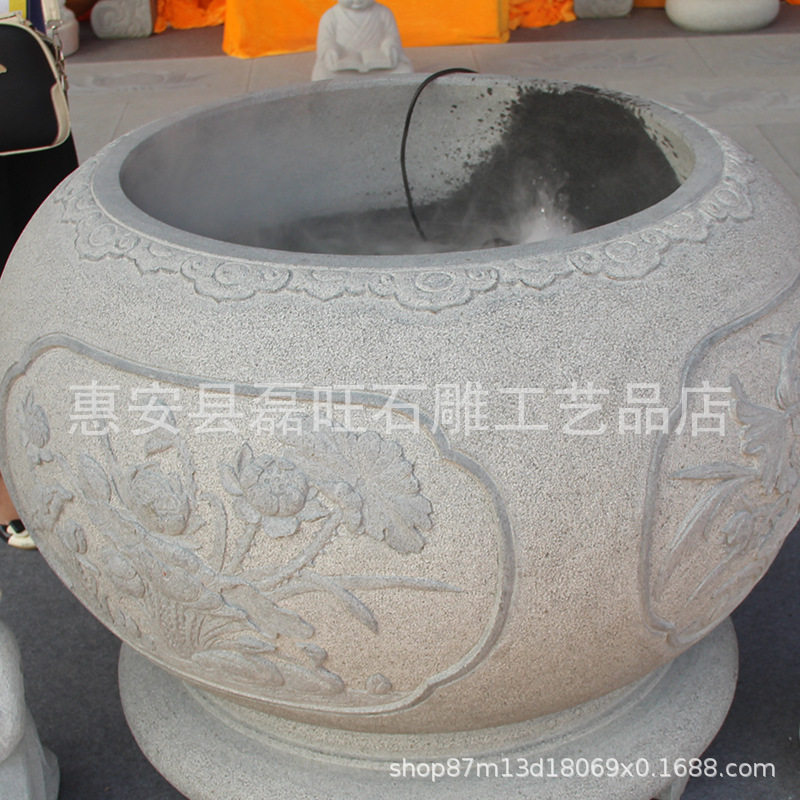 石雕鱼缸 厂家批发青石石雕鱼缸 庭院家居自用石材雕刻鱼缸图片