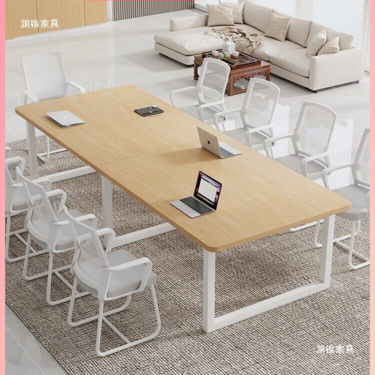 实木会议桌长条桌现代简约长方形培训洽谈桌子会议室办公桌椅组合图片