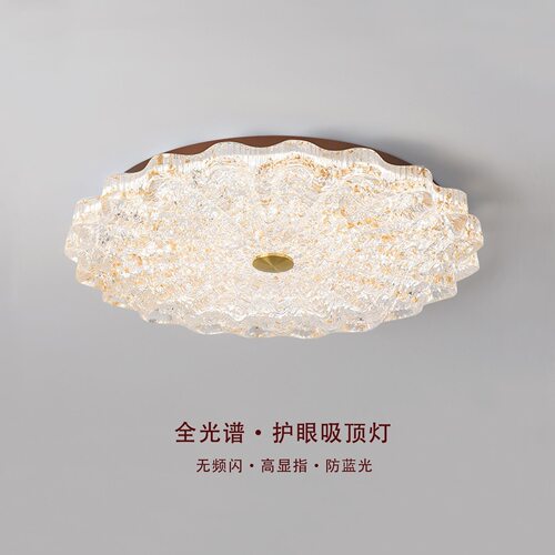 法式中古风卧室灯具美式复古高级感主卧室房间书房荷叶树脂吸顶灯