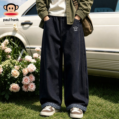 大嘴猴男童潮流复古阔腿牛仔裤