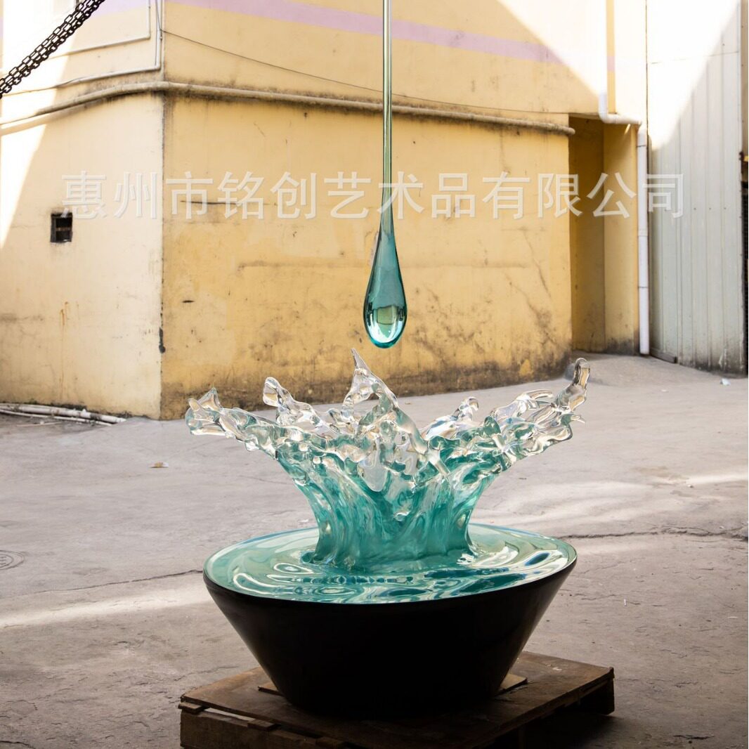 透明雕塑摆件轻奢酒店玄关客厅电视柜现代艺术树脂装饰品创意抽象