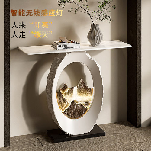 订置日照金山新中式玄关桌入户正对门走廊条案轻奢高级感端景台