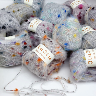 彩豆豆粗芯马海毛拉毛纱 全色系豆豆柔软舒适围巾毛衣发圈编织线