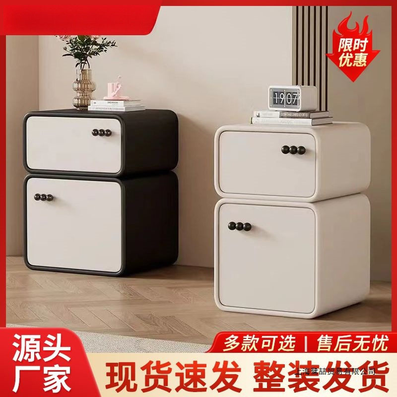 奶油风床头柜小型卧室家用简约现代新款整装超窄儿童房轻奢人造板图片