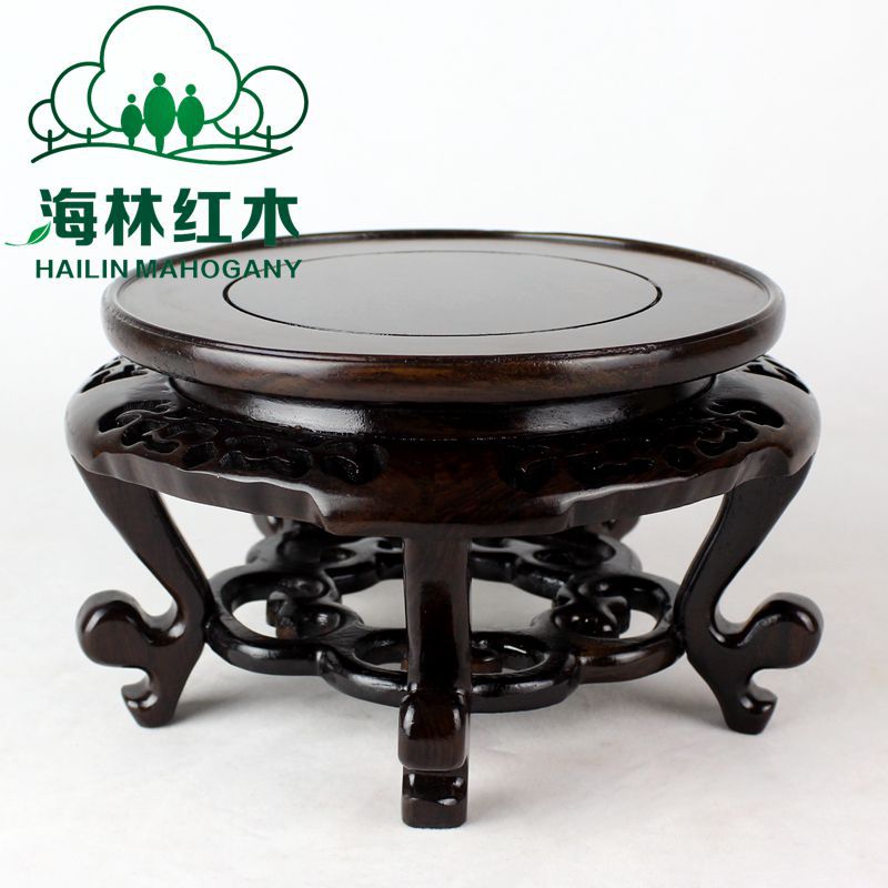 红木圆形花几角几花瓶盆景花架鱼缸架雕花落地置物架鱼缸底座图片
