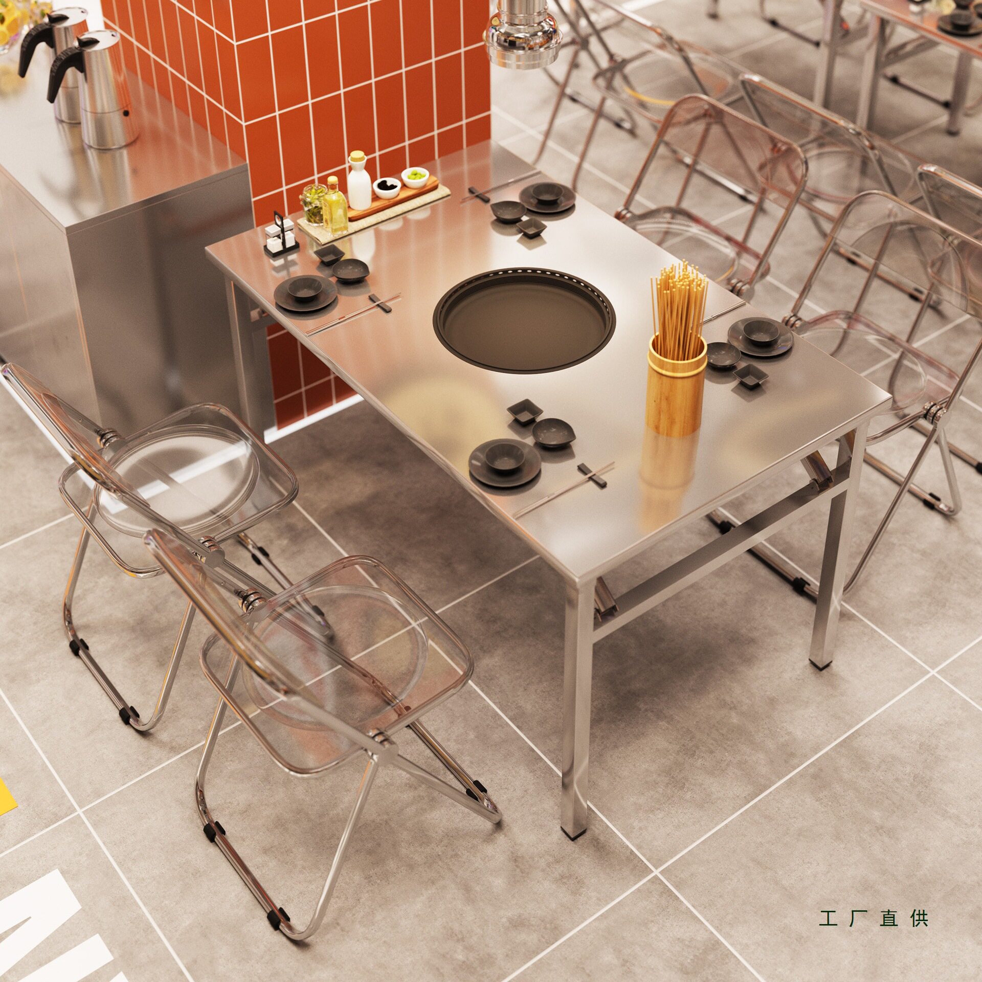不锈钢折叠桌无烟炭火商用火锅桌子夜市烧烤摆摊桌烤肉折叠小方桌图片