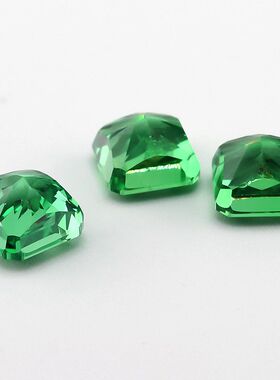 深绿色正方倒角冰花切锆石裸石9A高碳钻戒指首饰镶嵌用主石超闪