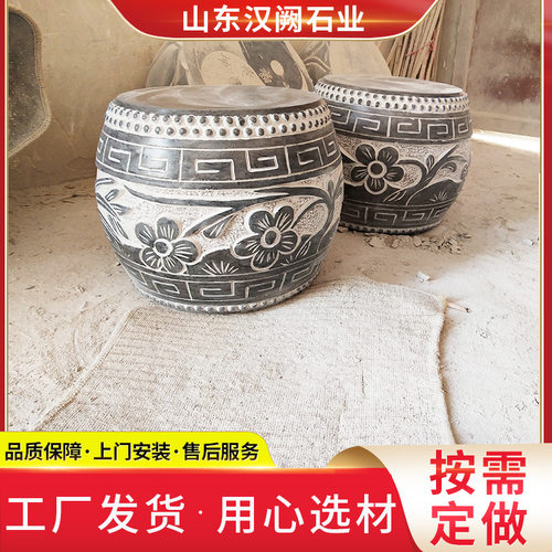 花岗岩柱墩底座石墩子石雕圆墩空心实心柱顶石厂家雕刻柱墩垫基石