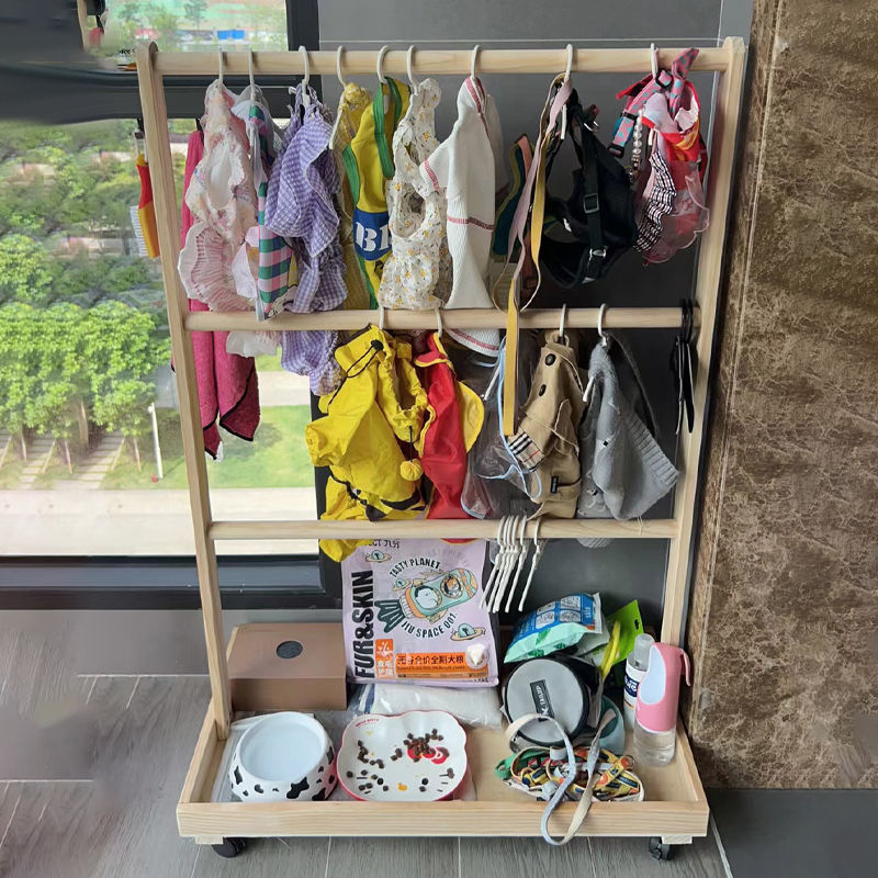宠物衣服展示架实木衣架挂衣架狗狗卧室落地小型小用杆收纳简易图片