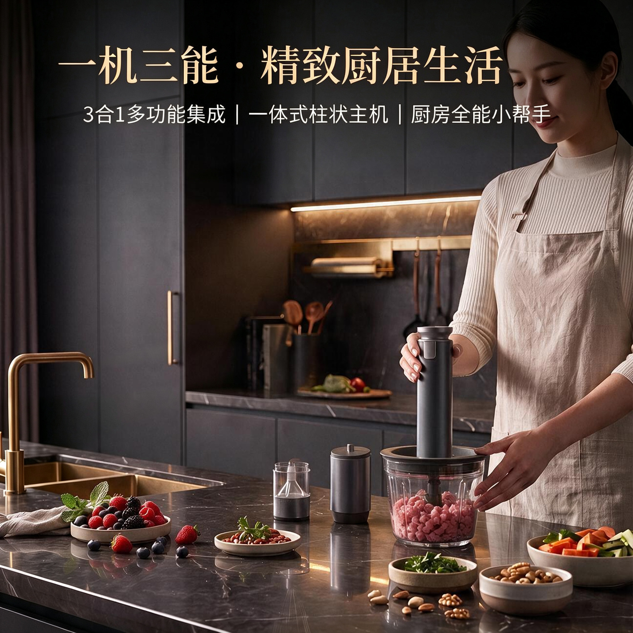 德国佐料机绞肉机家用全自动多功能破壁机备餐料理机辅食碎菜绞馅