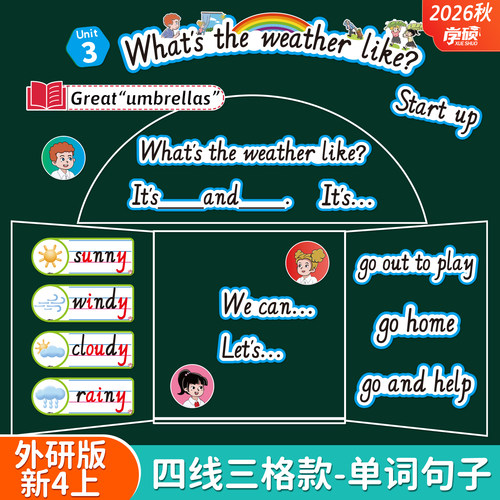 外研版英语单词句型板书卡片教具