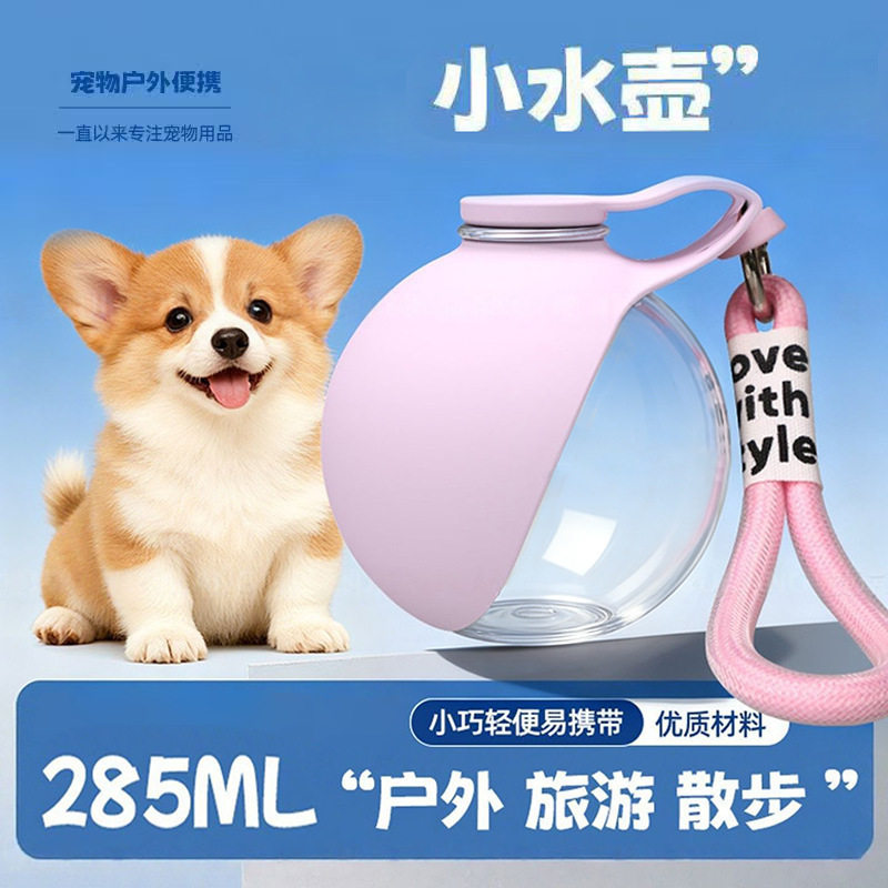 【爆款】出门带宠球形宠物水杯便携式防漏带挂绳猫狗通用饮水