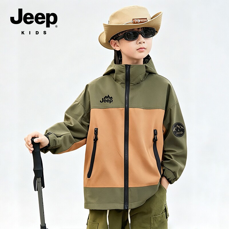 Jeep吉普童装男童外套2026秋新款儿童三合一户外大童软壳冲锋上衣