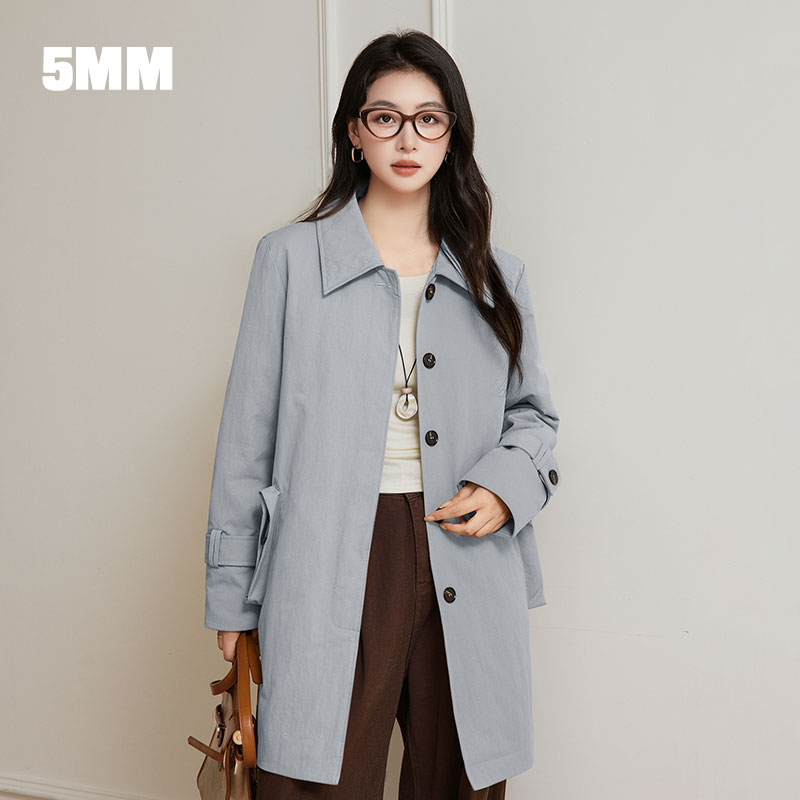 5mm翻领鹅绒羽绒服风衣女反季2026秋冬季中长款保暖新款收腰外套