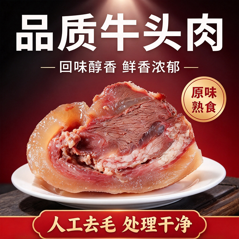新鲜美味熟牛头肉农家喂养牛鲜香有嚼劲冷链发货坏单包赔jsq