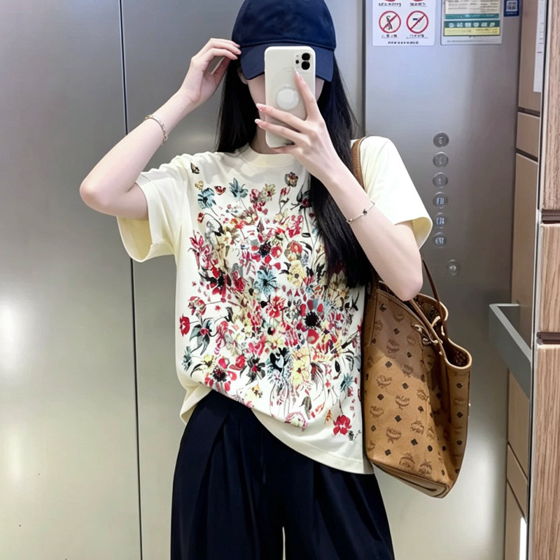 2026新款白色印花宽松短袖T恤女