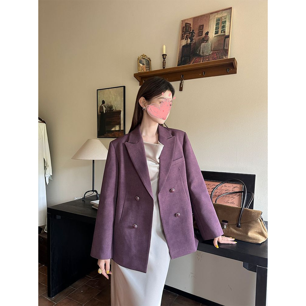 【长岛初秋】复古知性风高级西装外套女秋冬气质宽松长款西服上衣