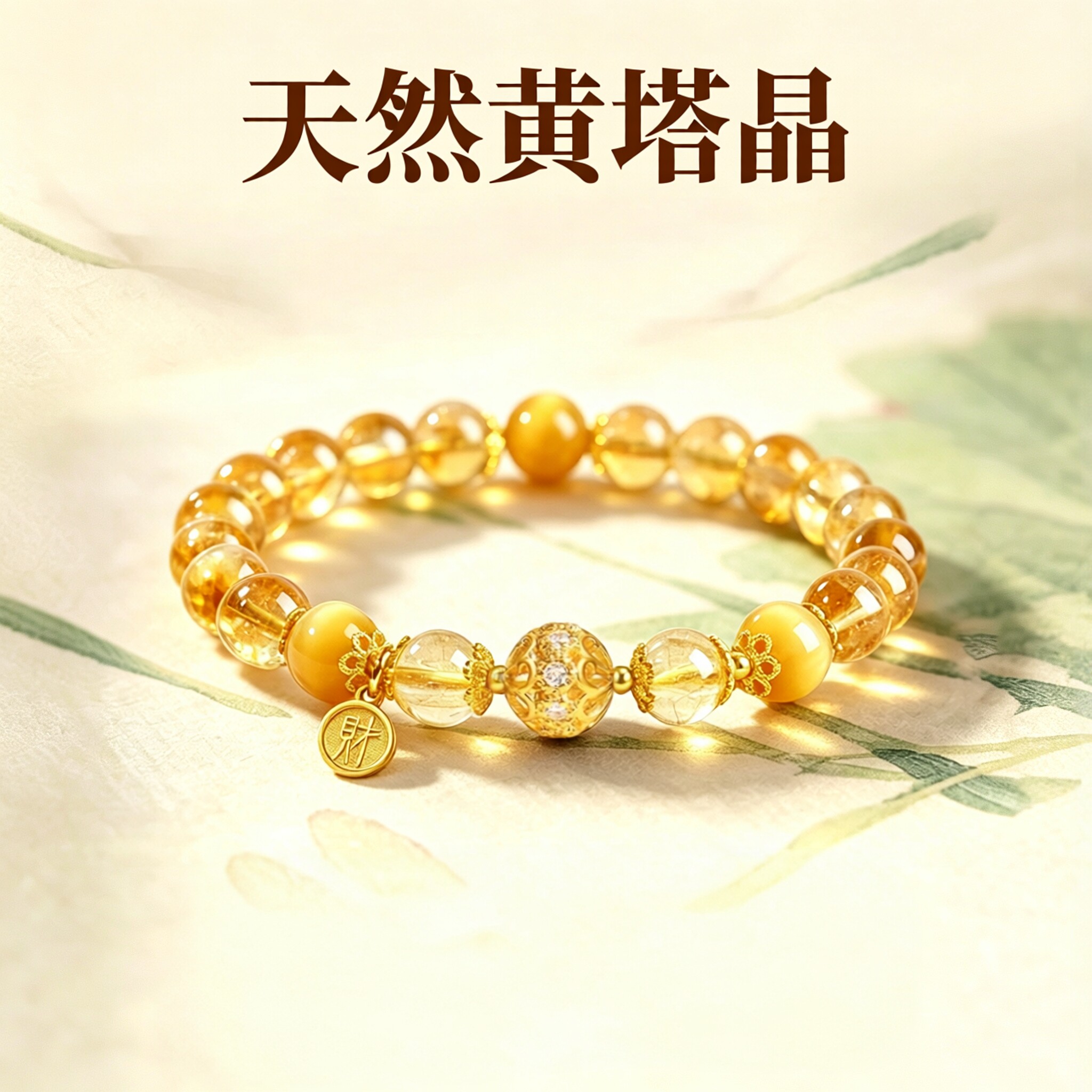 普陀山文创天然黄塔晶黄水晶手串