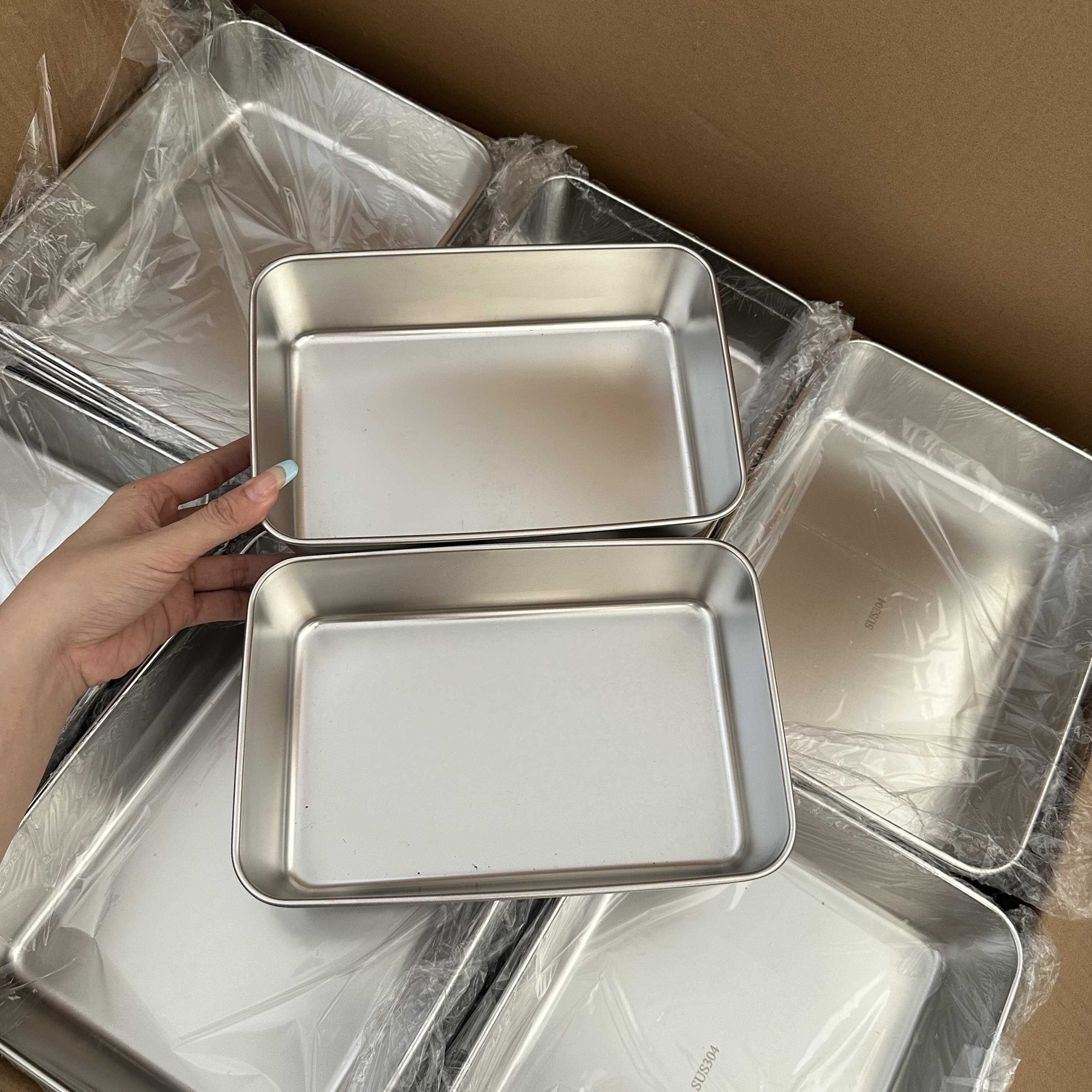 一诺厨房托盘长方形不锈钢商用分隔备菜碗火锅保鲜盒家用备盘子图片