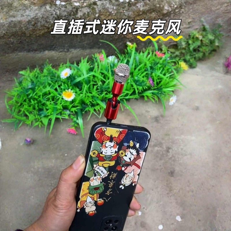 迷你小话筒麦克风直播k歌降噪收音手机金属电容麦便携无线直插式