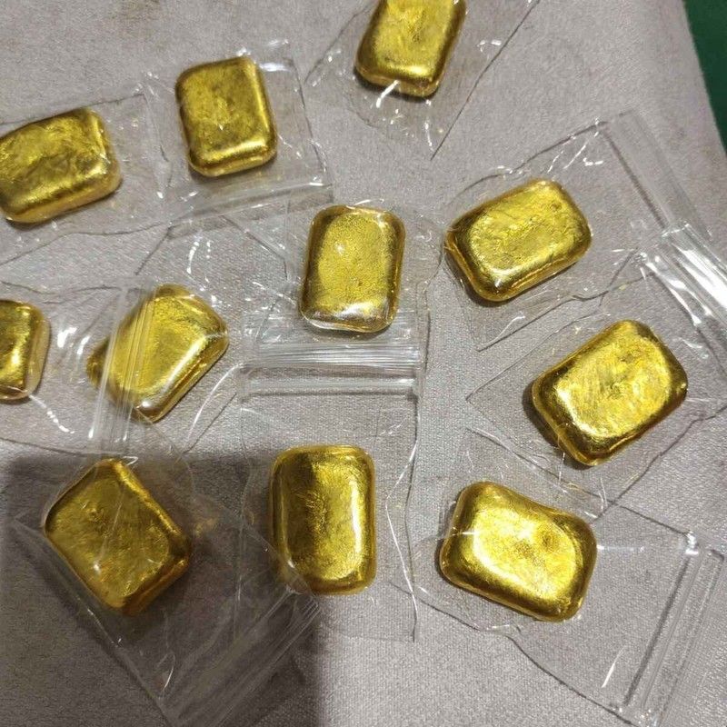 仿金原材料沙金条北欧金方块50克左右可火烧融化二次加工随机一块