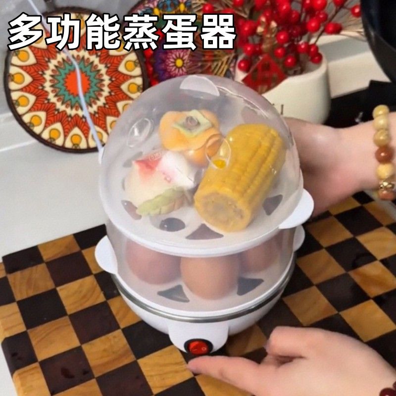 煮蛋器蒸蛋器家用迷你小型煮蛋器宿舍煮鸡蛋神器早餐机双层蒸蛋器