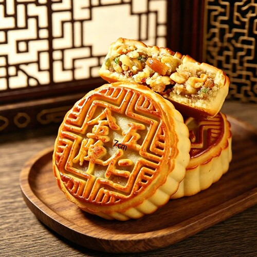 老式五仁月饼广式中秋皮薄馅足