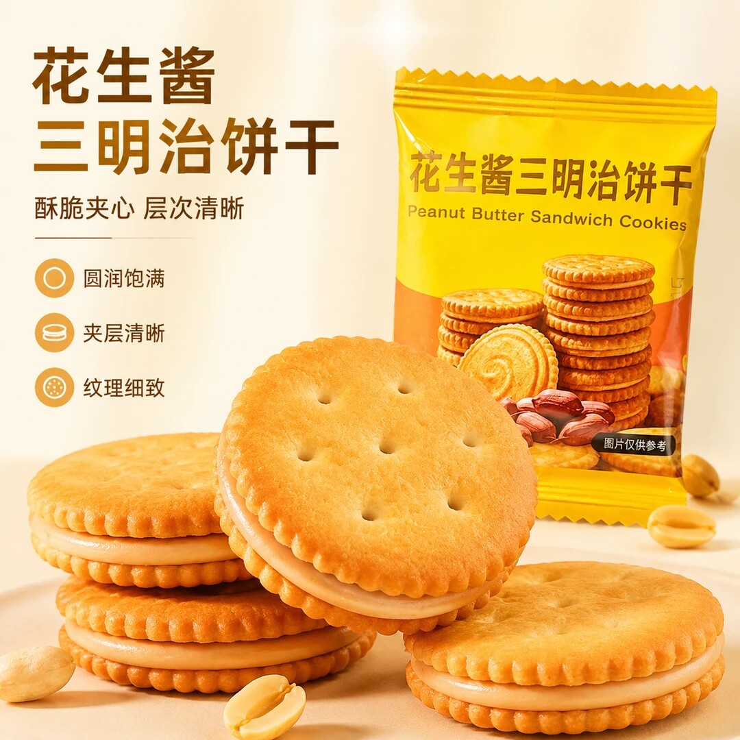花生饼干脂肪花生酱夹心饼干