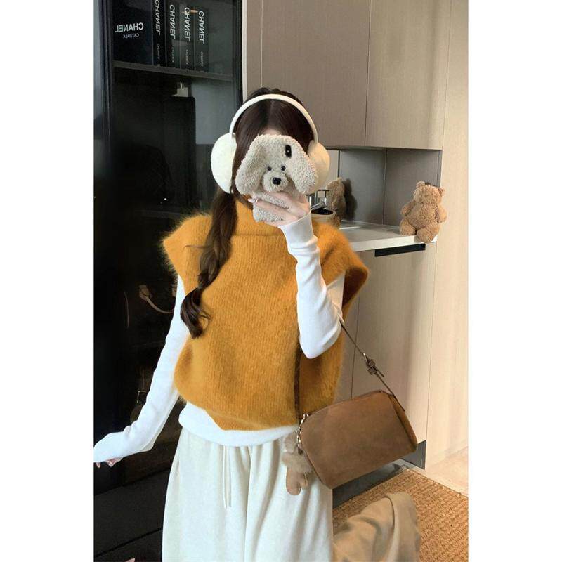 韩系高领针织背心毛衣女秋冬叠穿