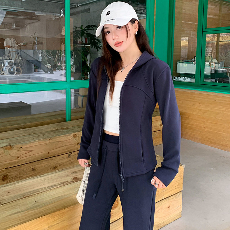 lulu同款连帽外套女2026新款跑步健身两件套 休闲运动套装