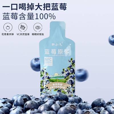 【地标甄选】新疆特产聊小天NFC蓝莓原浆25ml*10袋原汁无添加礼盒