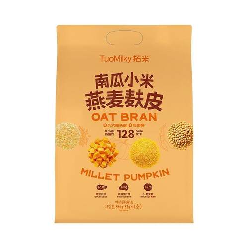 拓米南瓜小米燕麦麸皮384g免煮早餐即食燕麦片独立包装冲泡