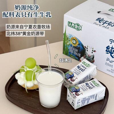 4.0g蛋白质纯牛奶200ml*10盒/箱营养早餐宁垦牧场礼盒装高钙浓郁