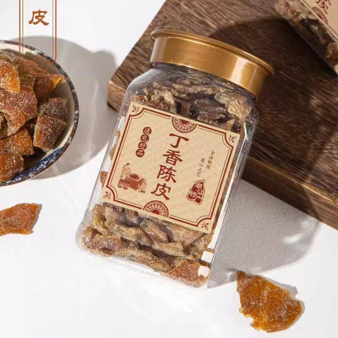 潮汕丁香陈皮蜜饯果干 阿珊姐甘草陈皮办公室休闲零食 罐装陈皮肉图片